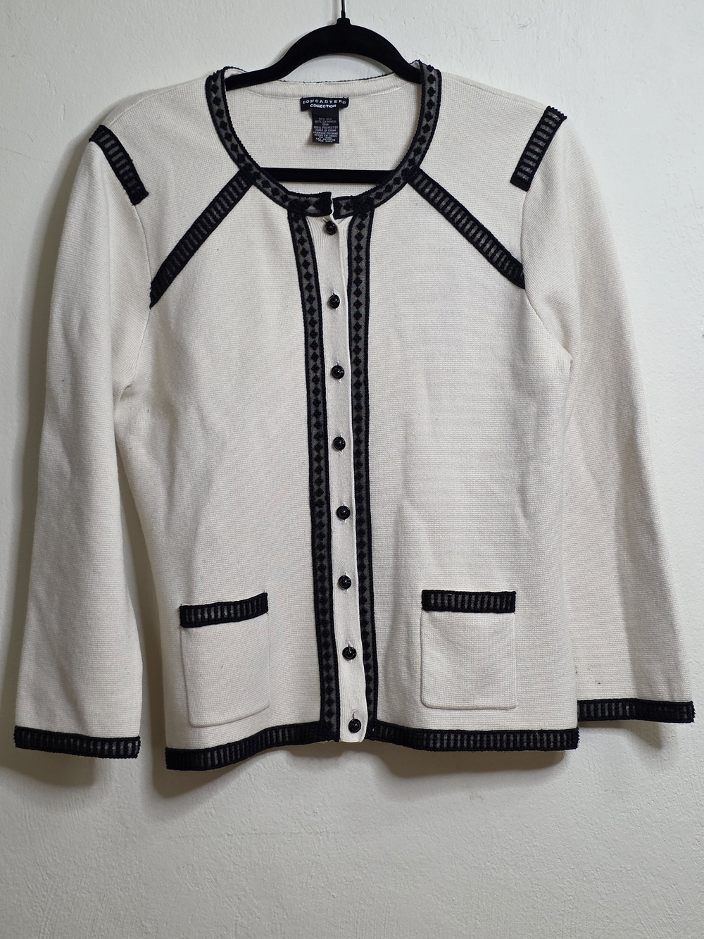 Doncaster Cream Cardigan Blazer with Black Trim